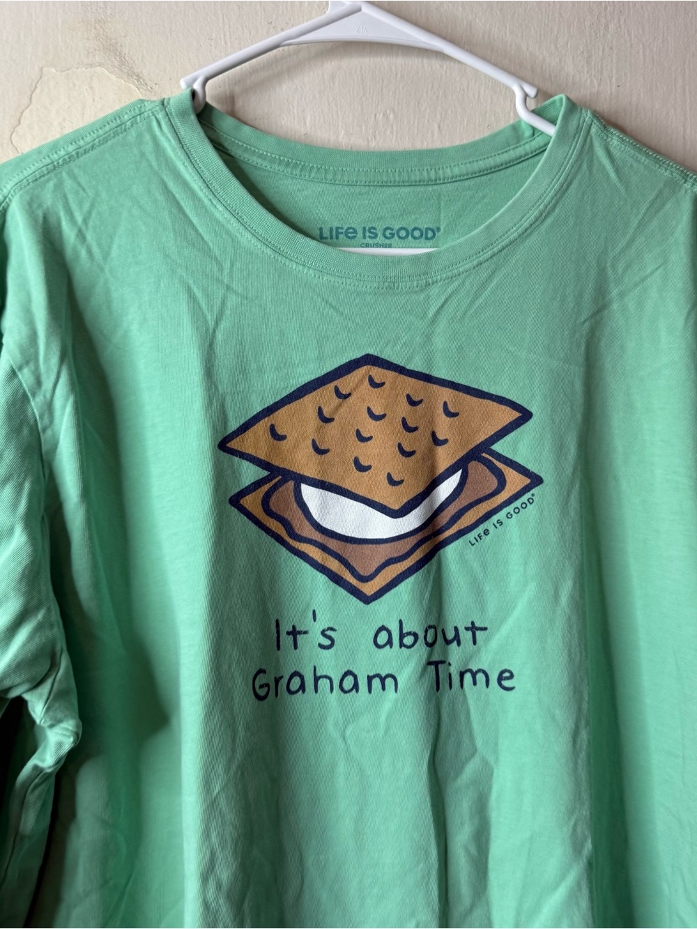 Life is Good Green Graham Dad Joke Graphic Long Sleeve Tee T-shirt - Picture 2 of 6